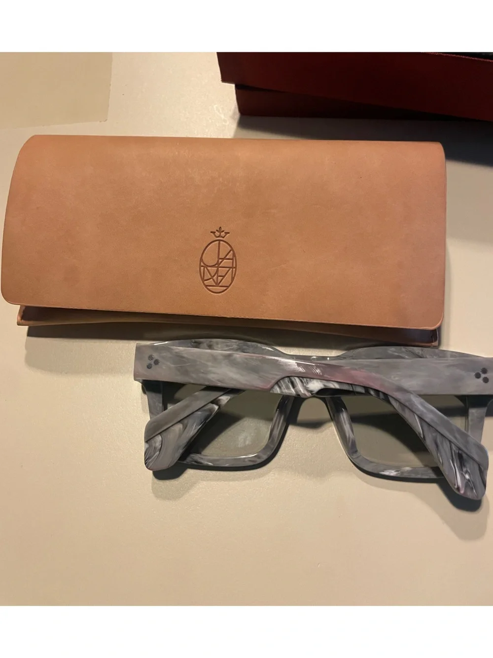 Marbled Gray Square Sunglasses - Gray Lenses